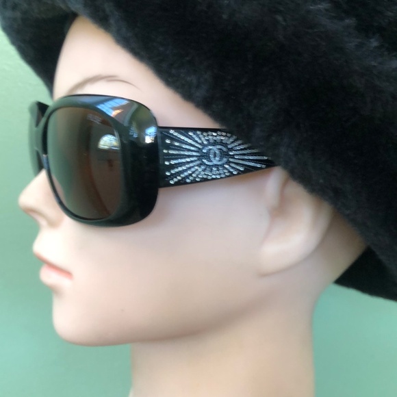 Chanel Diamante Sunglasses Black Crystal Rhinestone 6026-B c501/87